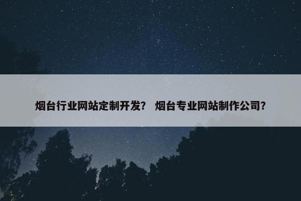 烟台行业网站定制开发？ 烟台专业网站制作公司？