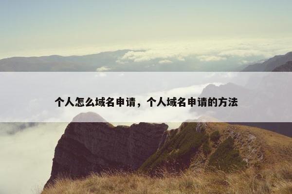 个人怎么域名申请，个人域名申请的方法