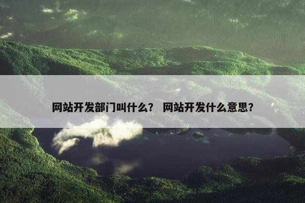 网站开发部门叫什么？ 网站开发什么意思？