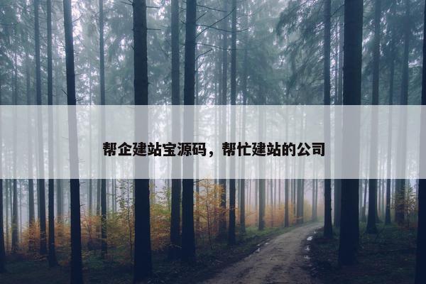 帮企建站宝源码，帮忙建站的公司