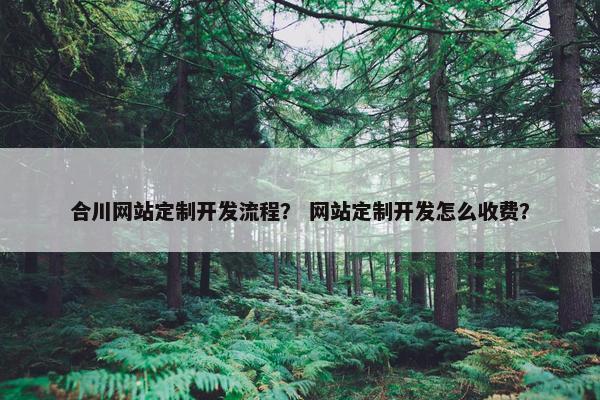 合川网站定制开发流程？ 网站定制开发怎么收费？