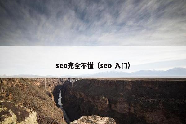 seo完全不懂（seo 入门）