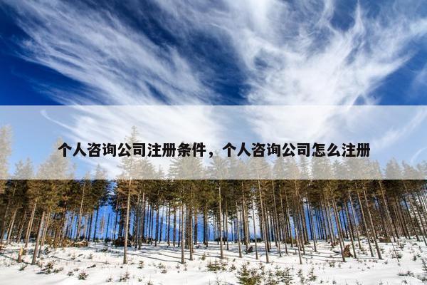 个人咨询公司注册条件，个人咨询公司怎么注册