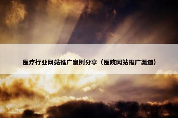 医疗行业网站推广案例分享（医院网站推广渠道）