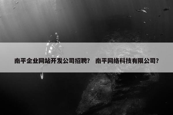 南平企业网站开发公司招聘？ 南平网络科技有限公司？