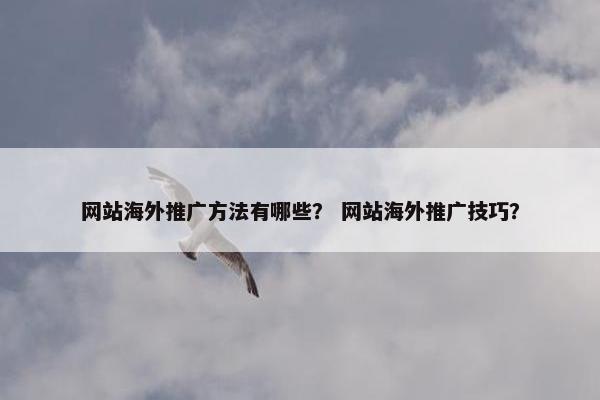 网站海外推广方法有哪些？ 网站海外推广技巧？