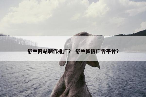 舒兰网站制作推广？ 舒兰微信广告平台？