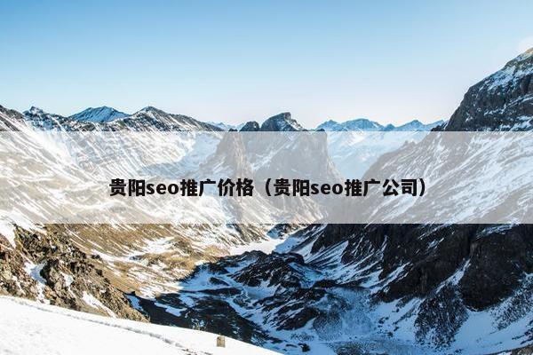 贵阳seo推广价格（贵阳seo推广公司）