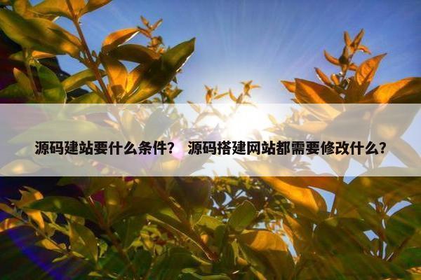 源码建站要什么条件？ 源码搭建网站都需要修改什么？