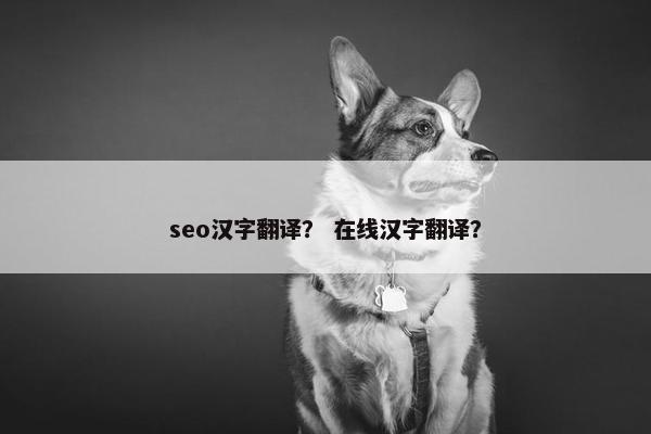 seo汉字翻译？ 在线汉字翻译？