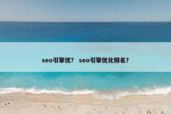 seo引擎优？ seo引擎优化排名？