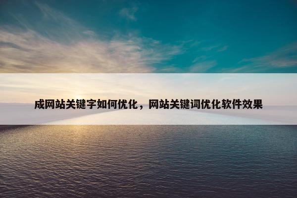 成网站关键字如何优化，网站关键词优化软件效果