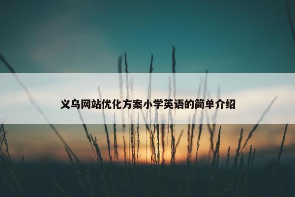 义乌网站优化方案小学英语的简单介绍