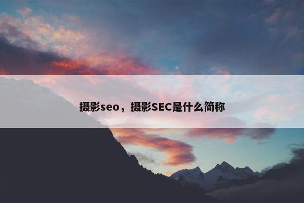摄影seo，摄影SEC是什么简称
