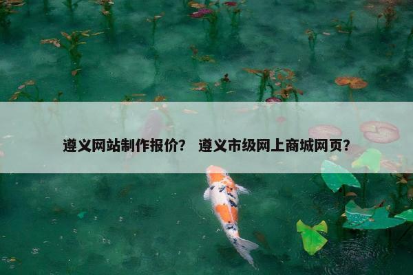 遵义网站制作报价？ 遵义市级网上商城网页？