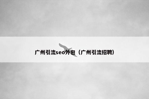广州引流seo外包（广州引流招聘）