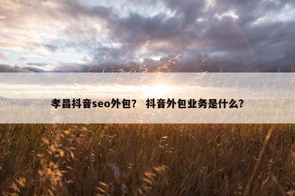 孝昌抖音seo外包？ 抖音外包业务是什么？
