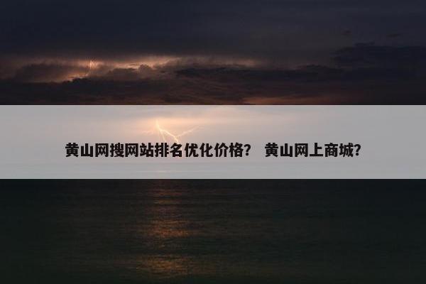 黄山网搜网站排名优化价格？ 黄山网上商城？