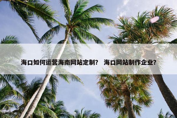 海口如何运营海南网站定制？ 海口网站制作企业？