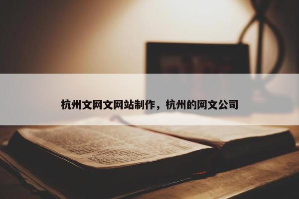 杭州文网文网站制作，杭州的网文公司