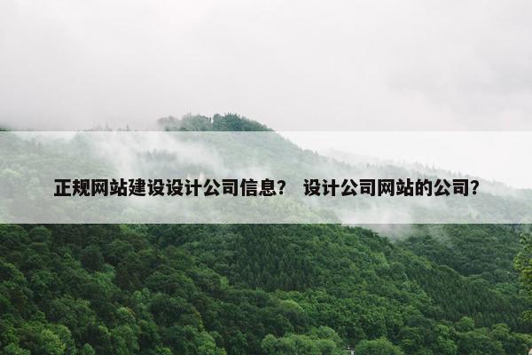 正规网站建设设计公司信息？ 设计公司网站的公司？