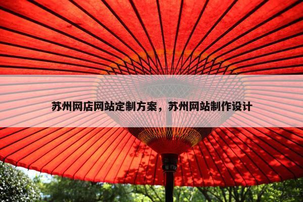 苏州网店网站定制方案，苏州网站制作设计