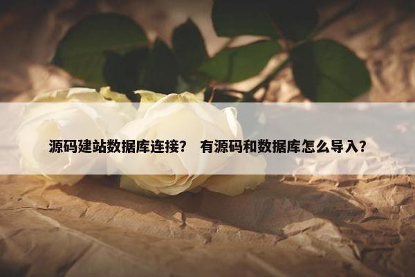 源码建站数据库连接？ 有源码和数据库怎么导入？