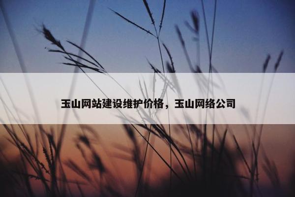 玉山网站建设维护价格，玉山网络公司