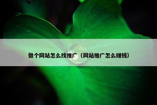 做个网站怎么找推广（网站推广怎么赚钱）