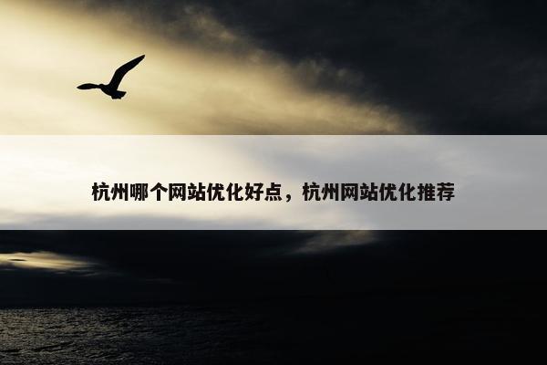 杭州哪个网站优化好点，杭州网站优化推荐