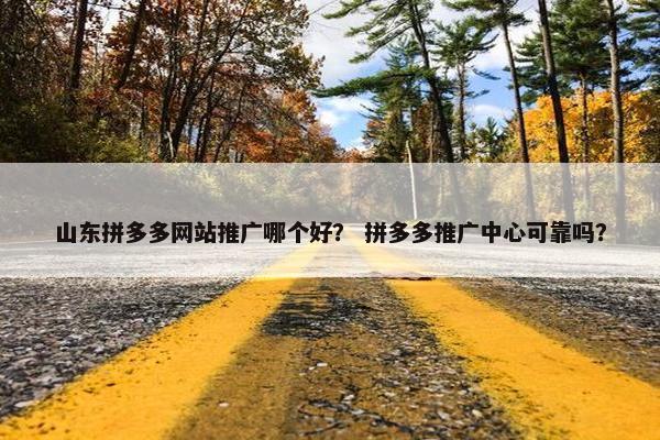 山东拼多多网站推广哪个好？ 拼多多推广中心可靠吗？
