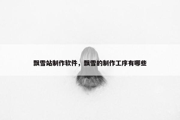 飘雪站制作软件，飘雪的制作工序有哪些