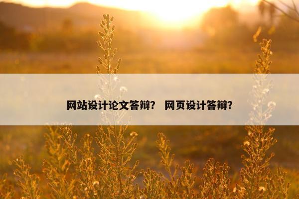 网站设计论文答辩？ 网页设计答辩？
