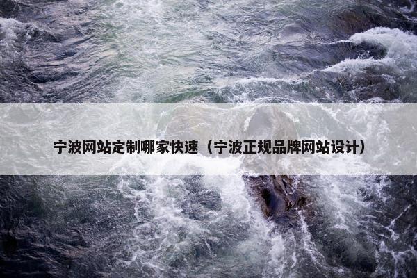 宁波网站定制哪家快速（宁波正规品牌网站设计）