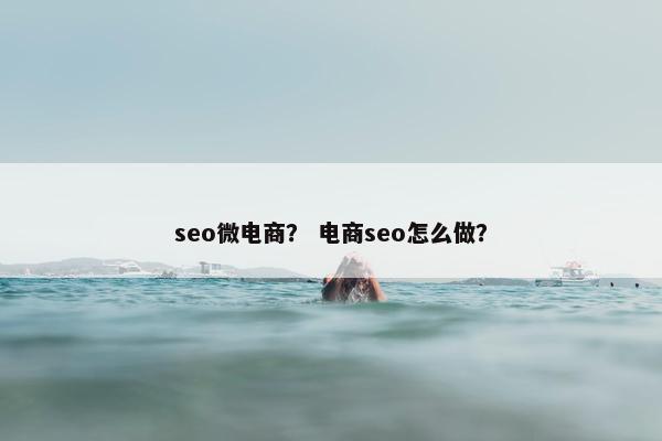 seo微电商？ 电商seo怎么做？