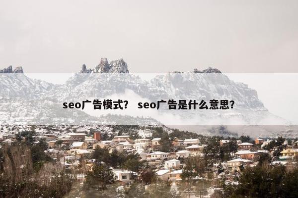 seo广告模式？ seo广告是什么意思？