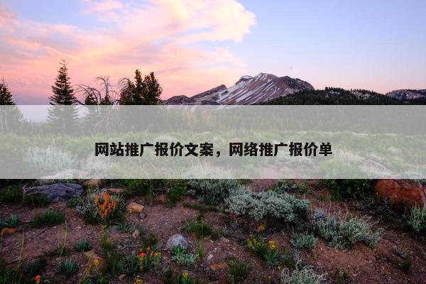 网站推广报价文案，网络推广报价单