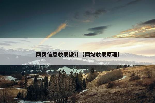 网页信息收录设计（网站收录原理）