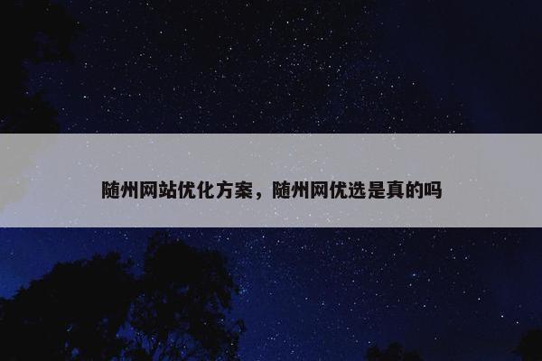 随州网站优化方案，随州网优选是真的吗
