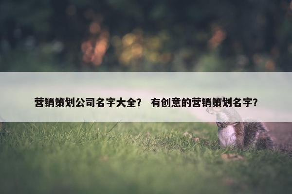 营销策划公司名字大全？ 有创意的营销策划名字？