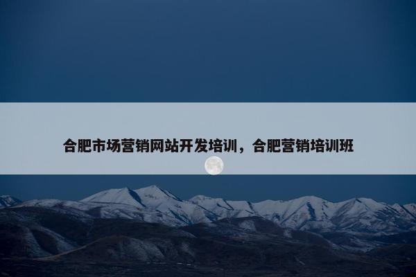 合肥市场营销网站开发培训，合肥营销培训班