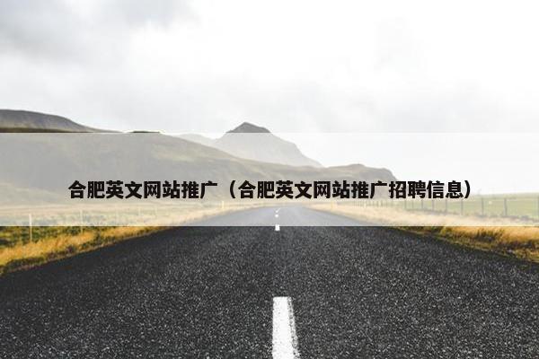 合肥英文网站推广（合肥英文网站推广招聘信息）