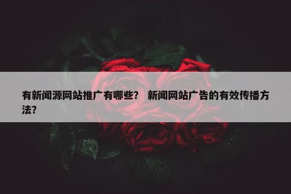 有新闻源网站推广有哪些？ 新闻网站广告的有效传播方法？