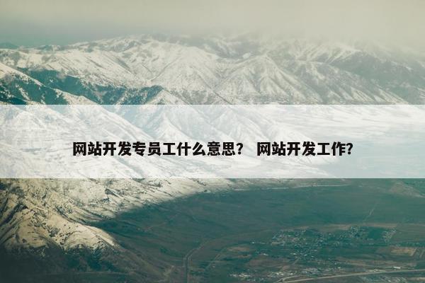 网站开发专员工什么意思？ 网站开发工作？