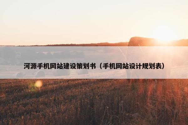 河源手机网站建设策划书（手机网站设计规划表）
