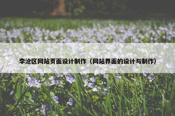 李沧区网站页面设计制作（网站界面的设计与制作）