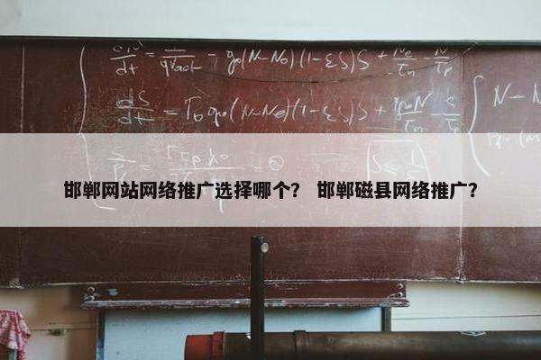 邯郸网站网络推广选择哪个？ 邯郸磁县网络推广？