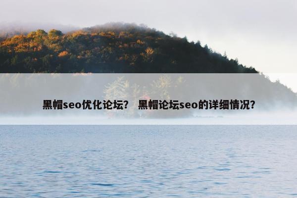 黑帽seo优化论坛？ 黑帽论坛seo的详细情况？