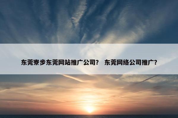东莞寮步东莞网站推广公司？ 东莞网络公司推广？