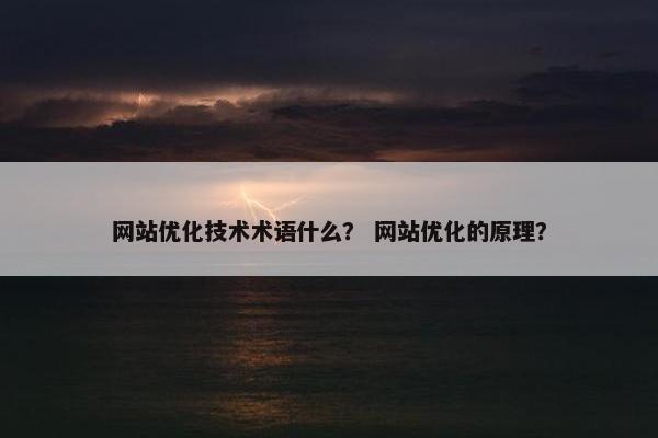 网站优化技术术语什么？ 网站优化的原理？